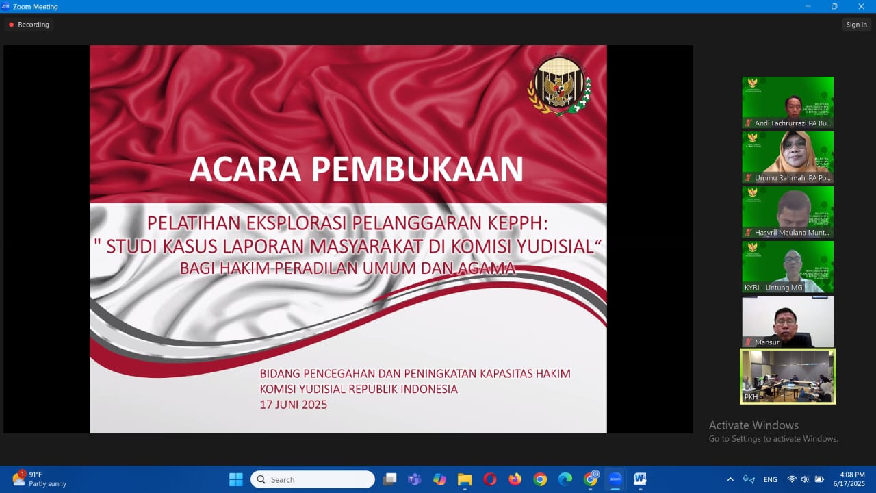 2 Ketua PA Poso Ikuti Pelatihan Online KEPPH oleh Komisi Yudisial RI
