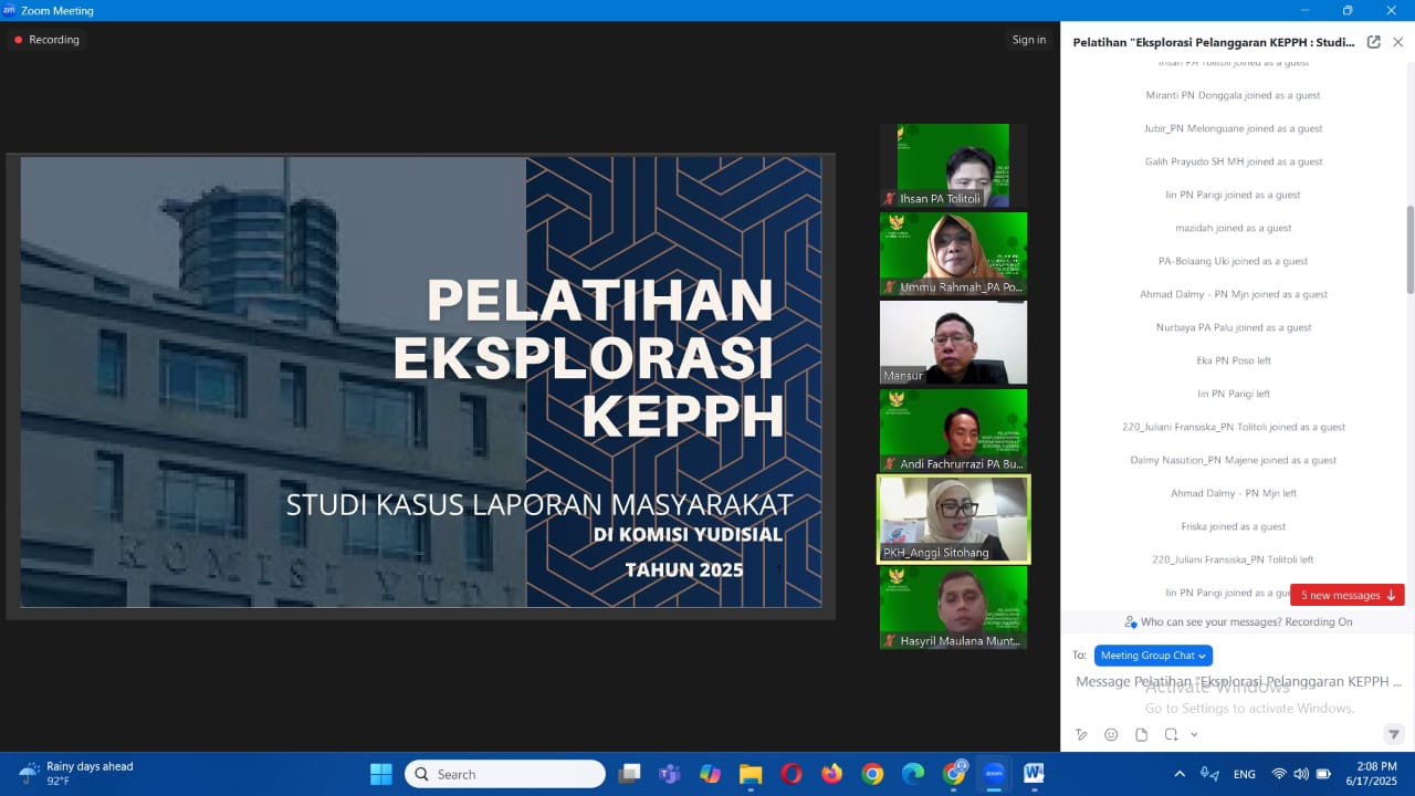 3 Ketua PA Poso Ikuti Pelatihan Online KEPPH oleh Komisi Yudisial RI