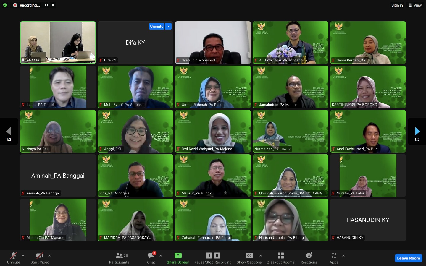 4 Ketua PA Poso Ikuti Pelatihan Online KEPPH oleh Komisi Yudisial RI